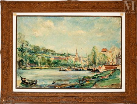 Pierre Ernest KOHL (1897-1985) Ville portuaire, 1931 Huile sur toile Signée...