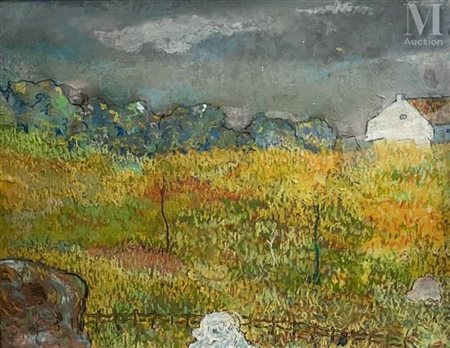 Claude Émile SCHUFFENECKER (1851-1934), attribué à Paysage Pastel sur carton...