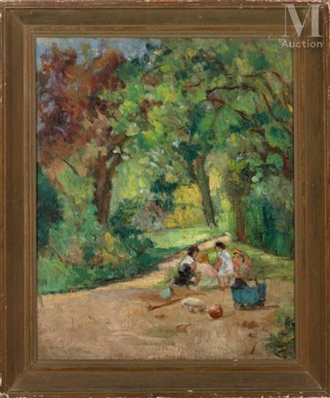 Jeanne LOURIER-DREYFUS (1872-1955) Le pique-nique Huile sur toile Signée en...