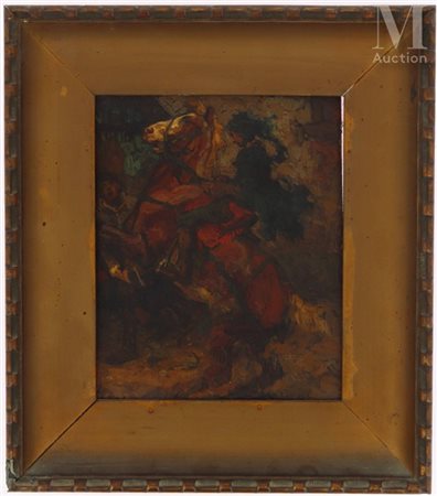 Johannes Hendrikus JURRES (1875-1946) Le cheval cabré Huile sur panneau...