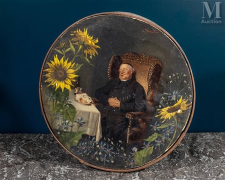 Eduard von GRÜTZNER (1846-1925) - d'après Le Moine assoupi Estampe rehaussée...