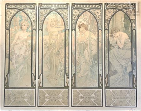 MUCHA Alphonse (1860-1939) : Les Heures du jour (Eveil du matin- Eclat du...