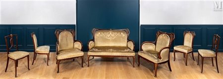 Charles PLUMET (1861-1928) et Tony SELMERSHEIM "Iris" Ensemble de mobilier de...