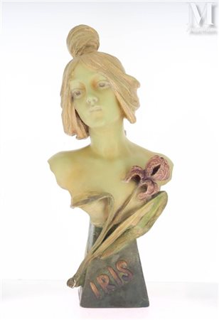 SCHUMACHER, d'après Angiolo MALAVOLTI (1876-1947) Iris, 1901 Buste en plâtre...