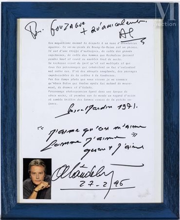 Alain DELON Texte tapuscrit de Pascal Jardin "Son magnétisme animal le...