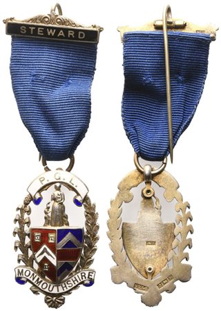  
Medaglia P. G. I. - MONMOUTHSHIRE, Steward, 1957, AG E Smalti (25,5 x 90,3 mm) 
 