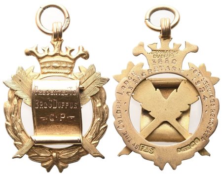 
Medaglia "Presented To Bro. G. Duffus" C. P., 1924, AU (25,8 x 36 mm) 
 