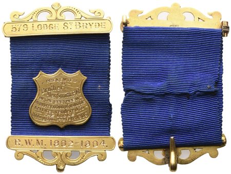 
Medaglia 579 "Lodge St. Bryde" R. W. M. 1902 - 1904, AU (36 x 55,5 mm) 
 