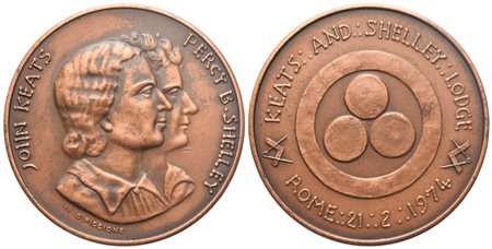  
Medaglia "Keats And Shelley Lodge", Rome 21/02/1974 (40,2 mm) 
 