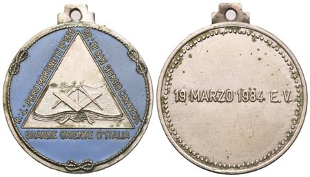  
Medaglia R. L. "Piero Martinetti" N° 1036 Or. Di San Giorgio Canavese, Grande Oriente D'Italia, 19 Marzo 1984 E. V. (32,2 mm) 
 