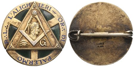  
Spilla R. L. "L'Alighieri" Or. di Palermo, AG E Smalti (26 mm) 
 