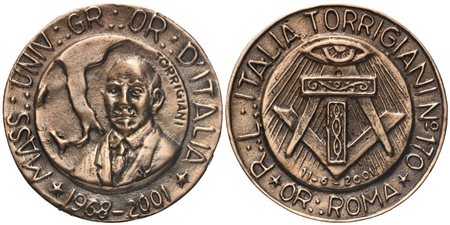  
Medaglia R. L. "Torrigiani" N° 170 Or. Roma, 2001, AE (39 mm) 
 