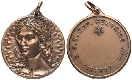  
Medaglia O. E. S. Cap. "Beatrice" N° 9 Firenze, AE (30,4 mm) 
 