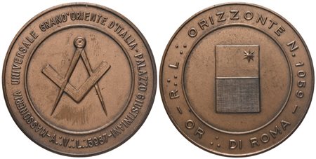  
Medaglia R. L. "Orizzonte" N° 1059 Or. Di Roma, AE (40,2 mm) 
 