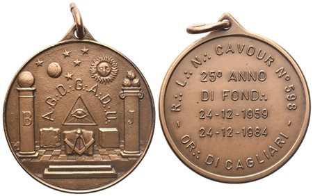  
Medaglia R. L. "N. Cavour" N° 598 Or. Di Cagliari, 1984, AE (35,7 mm) 
 