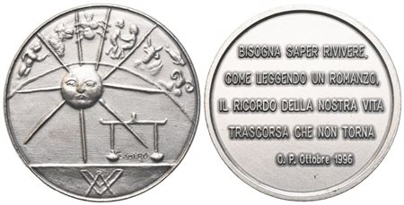  
Medaglia "Bisogna saper rivivere, come leggendo un romanzo, [..]" O. P. Ottobre 1996 (35,7 mm) 
 