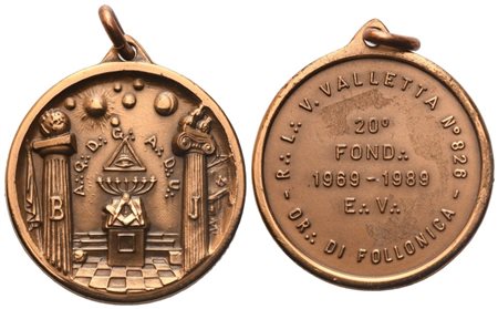  
Medaglia R. L. "V. Valletta" N° 826 Or. Di Follonica, AE (40 mm) 
 