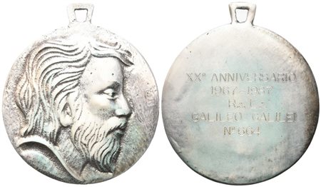  
Medaglia XX° Anniversario 1967 - 1987 R. L. "Galileo Galilei" N° 664, 1987, AG (50 mm) 
 