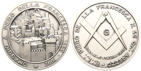  
Medaglia R. L. "Piero della Francesca" N° 42 Or. Arezzo, Omaggio a Piero Della Francesca 1492 - 1992, AG (50,2 mm) 
 