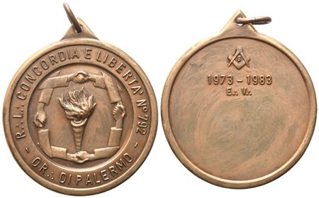  
Medaglia R. L. "Concordia e Libertà" N° 792 Or. Di Palermo, 1973 - 1983, AE (45,6 mm) 
 