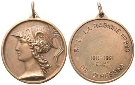  
Medaglia R. L. "La Ragione" N° 333, Or. Di Messina, 1911 - 1981 (41,4 mm) 
 