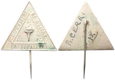  
Spilla R. L. "Pensiero Ed Azione" Or. Di Palermo (40 mm) 
 