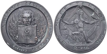  
Medaglia L'incontro Delle Genti Anno XXX, 1870 XX Settembre 1990 Roma (53 mm) 
 