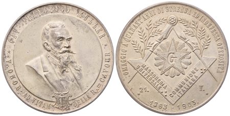  
Medaglia Omaggio A Quarant'Anni Di Strenua Ed Indefessa Operosità, 1863 - 1903 (49,8 mm) 
 