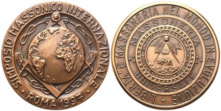  
Medaglia Simposio Massonico Internazionale, Roma 1997, AE (51,4 mm) 
 
