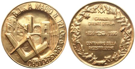  
Medaglia R. L. "A. Mario" N° 121 Or. Di Sansepolcro, 1896 - 1996 Centenario Della Ricostruzione (45,1 mm) 
 