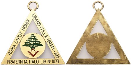 
Medaglia Roma Caput Mundi Libano Culla Hiram - Abi "Fraternità Italo Lib." N° 1073 (54,7 mm) 
 