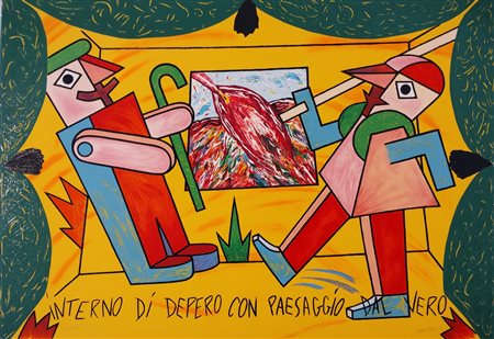 DONZELLI BRUNO Napoli (Na) 1941 Interno di Depero con paesaggio dal vero...