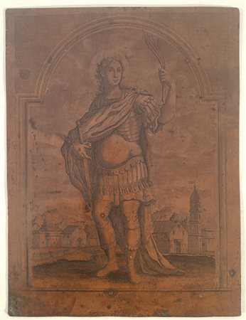 ANONIMO Anonimo (An) San Mauro Lastra in rame incisa a bulino 22,00x17,00