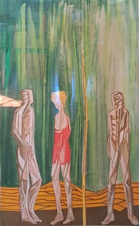 ROSSELLO MARIO Savona (Sv) 1927 Figure 1970 Carta intelata 100,00x70,00...