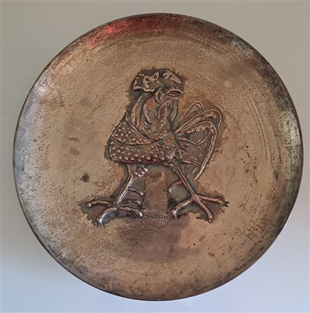 MINGUZZI LUCIANO Bologna (Bo) 1930 Il gallo 1972 Piatto in argento 925...