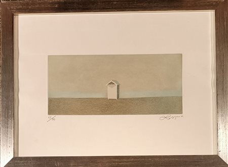 LAZZARO WALTER Roma (Roma) 1914 Capanno Incisione acquatinta acquaforte a...