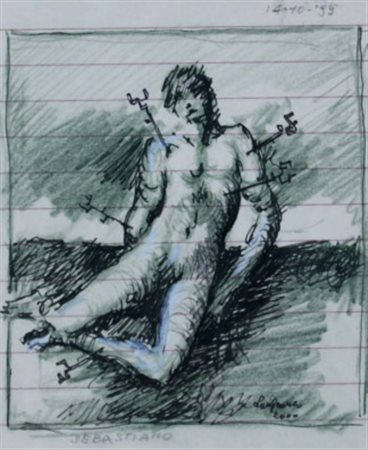 LANFRANCO (Quingentole 1920) “Sebastiano” 1999-2000 Tecnica mista su carta...