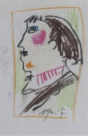 ROGNONI FRANCO (Milano 1913 - Milano 1999) “Volto” Tecnica mista su carta...