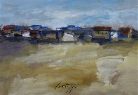 SCATIZZI SERGIO (Gragnano 1918 - Firenze 2009) “Paesaggio” Olio e tecnica...