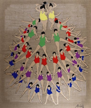LODOLA MARCO (Dorno Pavia 1955) “Ballerine” Dime colorate su tela cm. 140x120...