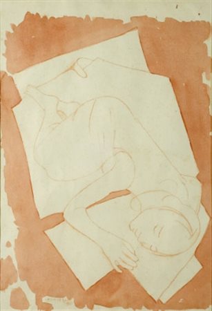 CASORATI FELICE (NOVARA 1883 - TORINO 1963) “Ragazza distesa” 1957 Pastello e...