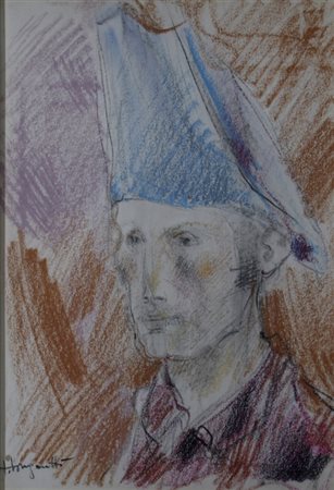 LONGARETTI TRENTO (Treviglio 1916) “Mezzobusto di uomo” Pastello cm. 49x35...