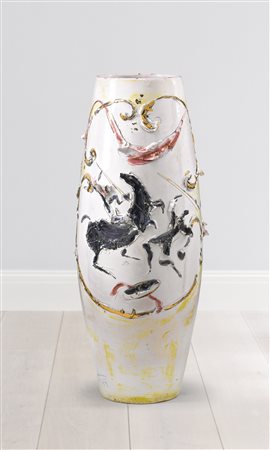 LUCIO FONTANA 1899 - 1968 BATTAGLIA signed and dated 52, glazed terracotta...