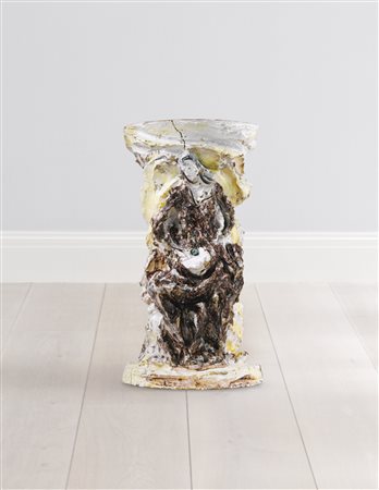 LUCIO FONTANA 1899 - 1968 GAMBA DI TAVOLINO signed and dated 52, glazed...