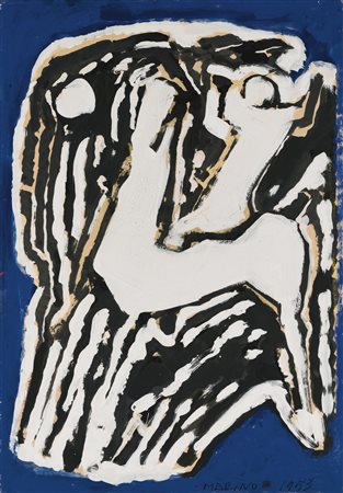 MARINO MARINI 1901 - 1980 GIOCOLIERI E CAVALLO signed and dated 1953, gouache...