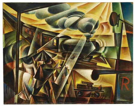 ANTONIO MARASCO 1896 - 1970 L'ARRIVO IN STAZIONE signed, titled and dated 32...