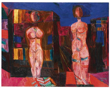 BRUNO CASSINARI 1912 - 1992 APPARIZIONE signed and dated 80, titled, signed...