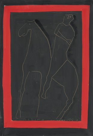MARINO MARINI 1901 - 1980 UOMO E CAVALLO signed and dated 1953, tempera and...
