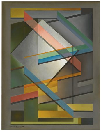 MANLIO RHO 1901 - 1957 COMPOSIZIONE 303 B signed, oil on panel. Executed in...