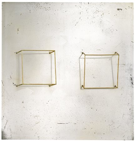 GIANNI COLOMBO 1937-1993 SPAZIO ELASTICO 2 CUBI signed on the reverse,...